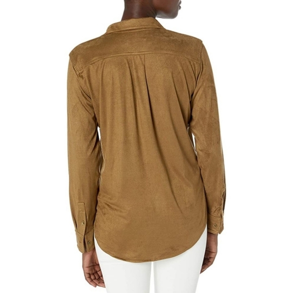 CHAPS Classic Olive Green Faux Suede Shirt S - Picture 5 of 5